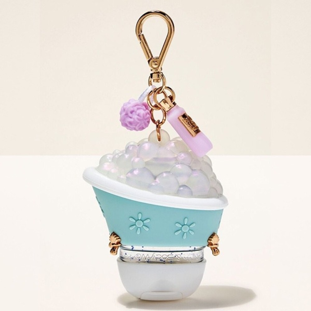 NEW Bath & Body Works Blue Clawfoot Bathtub PocketBac Sanitizer Holder Charm